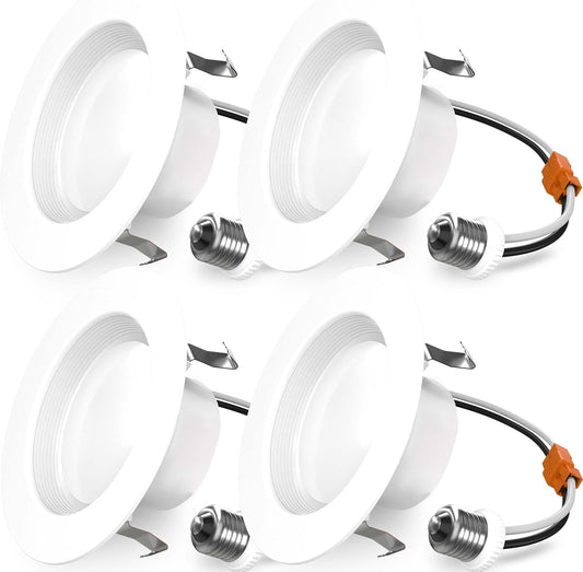 Sunco 4 Inch LED Recessed Lights, Retrofit Can Light for Ceiling, Baffle Trim, 660 LM, 11W (60W Equivalent), 4000K Cool White, Dimmable, Damp Rated ETL 4 Pack